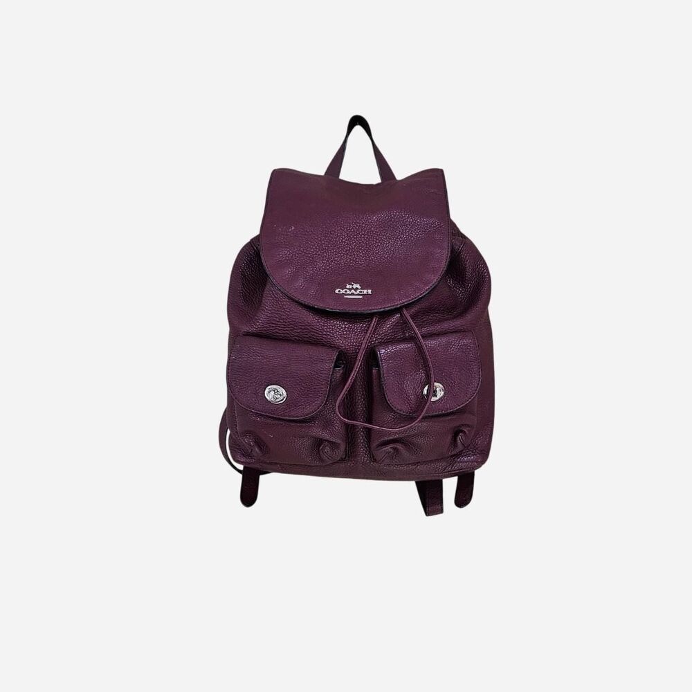 Coach preppy grunge burgundy pebbled leather Billie backpack